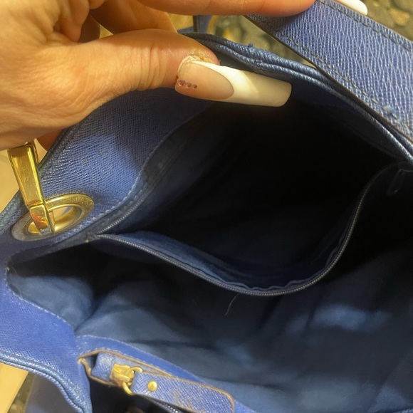 Liz Claiborne Royal Blue and Gold Shoulder tote Bag luxury vintage stylish purse - Picture 10 of 11